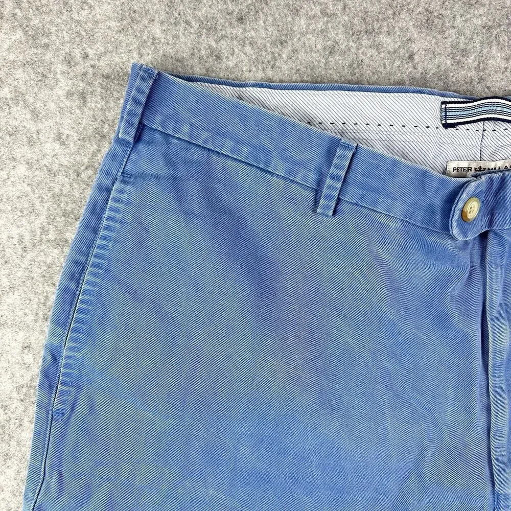 Peter Millar Shorts Mens 38 Blue Winston Washed Twill Chino Pima Cotton Preppy